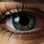 Young woman blue eyes staring, beauty in close up generated by artificial intelligence